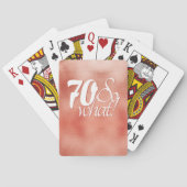 70 Dus welk positief script Roos Gold 70th Birthda Pokerkaarten (Achterkant)