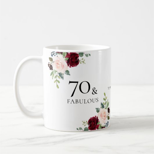 70- en 70e cadeau van de feestdag koffiemok (Links)