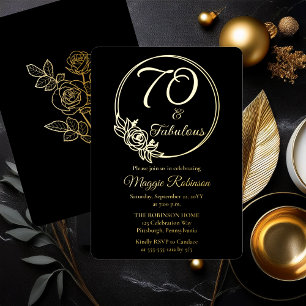 70 en Fabulous 70ste verjaardagsfeest gestempeld Folie Uitnodiging