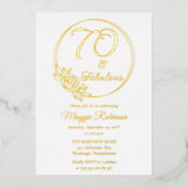 70 en Fabulous 70ste verjaardagsfeest gestempeld Folie Uitnodiging (Voorkant)