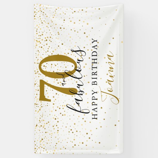 70 en Fabulous Birthday Elegant Gold en Black Spandoek (Verticaal)