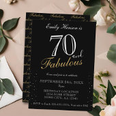 70 en Fabulous Black Elegant Script Verjaardag Kaart