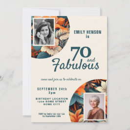 70 en Fabulous Bloem Patroon 2 Foto Verjaardag Kaart