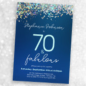 70 en Fabulous Blue Glitter 70e verjaardagsfeestje Kaart