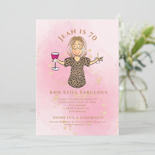 70 en Fabulous Blush Gold Grappige 70e Verjaardag Kaart (Staand voorkant)