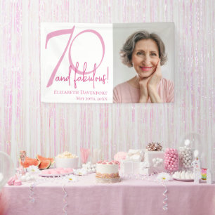 70 en Fabulous Bold Foto 70ste Verjaardagsfeestje Spandoek