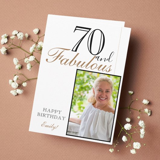 70 en Fabulous Elegant 70th Birthday Foto Kaart