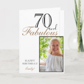 70 en Fabulous Elegant 70th Birthday Foto Kaart (Voorkant)
