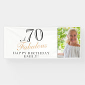 70 en Fabulous Elegant 70th Birthday Foto Spandoek (Horizontaal)