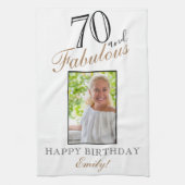 70 en Fabulous Elegant 70th Birthday Foto Theedoek (Verticaal)