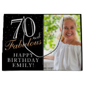 70 en Fabulous Elegant Black 70th Birthday Foto Groot Cadeauzakje (Voorkant)