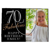 70 en Fabulous Elegant Black 70th Birthday Foto Groot Cadeauzakje (Achterkant)