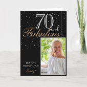 70 en Fabulous Elegant Black 70th Birthday Foto Kaart (Voorkant)