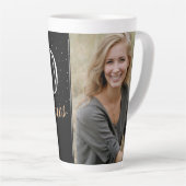 70 en Fabulous Elegant Black 70th Birthday Foto Latte Mok (Rechterhoek)