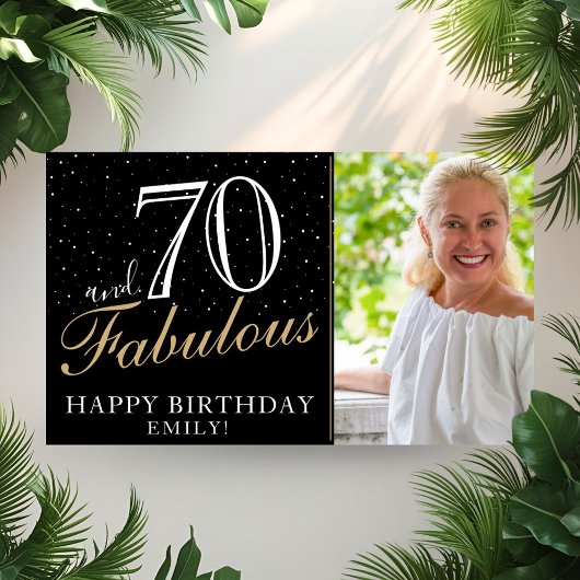 70 en Fabulous Elegant Black 70th Birthday Foto Poster
