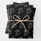 70 en Fabulous Elegant Black 70th Birthday Inpakpapier Vel (In situ)