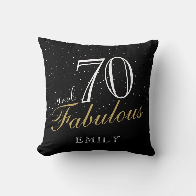 70 en Fabulous Elegant Black 70th Birthday Kussen (Voorkant)