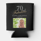 70 en Fabulous Elegant Black Photo 70th Birthday Blikjeskoeler (Voorkant)