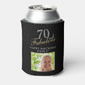 70 en Fabulous Elegant Black Photo 70th Birthday Blikjeskoeler (Blikje Achterkant)