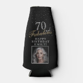 70 en Fabulous Elegant Black Photo 70th Birthday Flesjeskoeler (Voorkant)