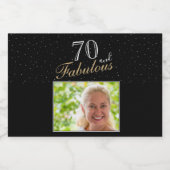 70 en Fabulous Elegant Black Photo 70th Birthday Likeurfles Etiket (Enkel label)