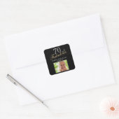 70 en Fabulous Elegant Black Photo 70th Birthday Vierkante Sticker (Envelop)