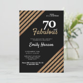 70 en Fabulous Elegant Gold Glitter 70th Birthday Kaart (Staand voorkant)