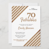 70 en Fabulous Elegant Gold Glitter 70th Birthday Kaart (Voorkant)