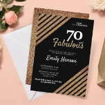 70 en Fabulous Elegant Gold Glitter 70th Birthday Kaart<br><div class="desc">70. en Fabulous Elegant Gold Glitter 70th Birthday Surprise Party. Moderne en elegante zwarte en faux gouden glitter verrassing verjaardagsuitnodiging voor haar. U kunt alle tekst wijzigen.</div>