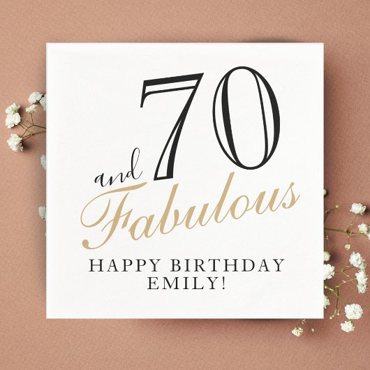 70 en Fabulous Elegant Script 70th Verjaardag Servet