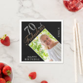 70 en Fabulous Elegant Script Foto 70ste verjaarda Servet (Insitu)