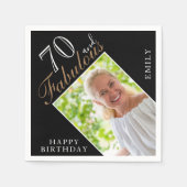 70 en Fabulous Elegant Script Foto 70ste verjaarda Servet (Voorkant)