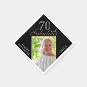 70 en Fabulous Elegant Script Foto 70ste verjaarda Servet (Hoek)