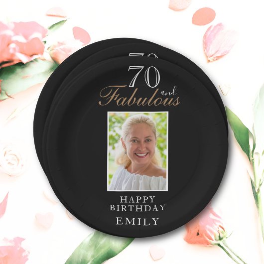 70 en Fabulous Elegant Script Photo 70th Birthday Papieren Bordje