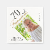 70 en Fabulous Elegant Script Photo 70th Birthday Servet (Voorkant)