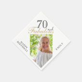 70 en Fabulous Elegant Script Photo 70th Birthday Servet (Hoek)