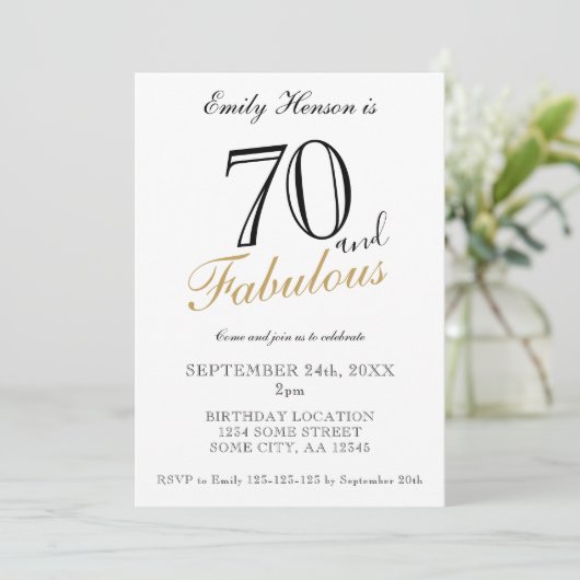 70 en Fabulous Elegant Script Verjaardag Kaart (Staand voorkant)