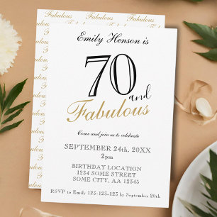 70 en Fabulous Elegant Script Verjaardag Kaart