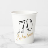 70 en Fabulous Elegant White Script Birthday Papieren Bekers (Achterkant)