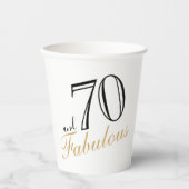 70 en Fabulous Elegant White Script Birthday Papieren Bekers (Voorkant)
