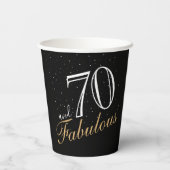 70 en Fabulous Elegant White Script Birthday Papieren Bekers (Achterkant)