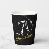 70 en Fabulous Elegant White Script Birthday Papieren Bekers (Voorkant)