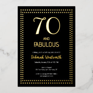 70 en Fabulous Elegant Zeventigste Verjaardagsfees Folie Uitnodiging