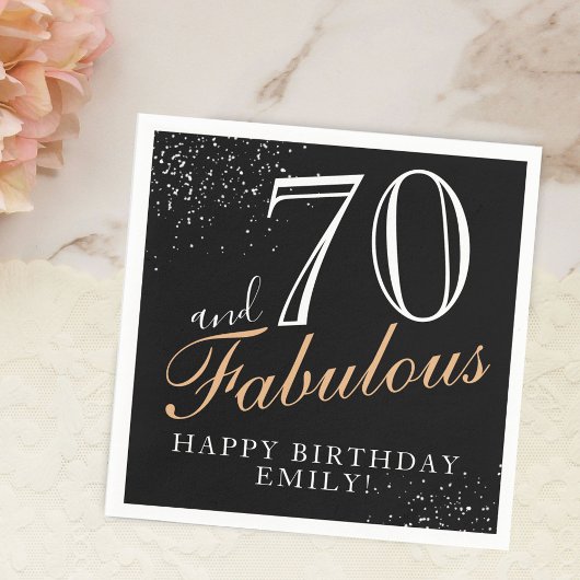 70 en Fabulous Elegant Zwart Script 70e Verjaardag Servet
