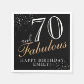 70 en Fabulous Elegant Zwart Script 70e Verjaardag Servet (Voorkant)