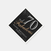 70 en Fabulous Elegant Zwart Script 70e Verjaardag Servet (Hoek)