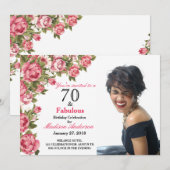 70 en Fabulous Floral | 70e verjaardag van de uitn Kaart (Voorkant / Achterkant)