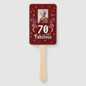 70 en Fabulous Foliage Red 70th Birthday Foto Handwaaier (Achterkant)