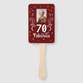 70 en Fabulous Foliage Red 70th Birthday Foto Handwaaier (Voorkant)