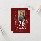70 en Fabulous Foliage Red 70th Birthday Foto Kaart (Voorkant / Achterkant in situ)